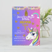 Magische Eenhoorn Verjaardag - Roze meisjes Uitnod Kaart (Staand voorkant)