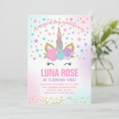 Magische Eenhoorn Verjaardag Uitnodiging Eenhoorn  (Staand voorkant)