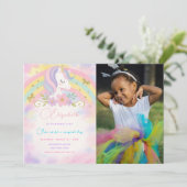 Magische Eenhoorn Verjaardag Uitnodiging met foto (Staand voorkant)