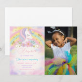 Magische Eenhoorn Verjaardag Uitnodiging met foto (Voorkant / Achterkant)