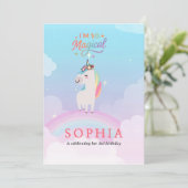 Magische Eenhoorn Verjaardag Uitnodiging met Regen (Staand voorkant)