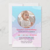 Magische Eenhoorn Verjaardag Uitnodiging met Regen (Achterkant)