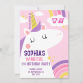 Magische Eenhoorn Verjaardag Uitnodiging Rainbow (Voorkant)