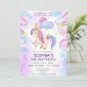 Magische Eenhoorn Verjaardag Uitnodiging Rainbow (Staand voorkant)