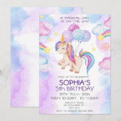 Magische Eenhoorn Verjaardag Uitnodiging Rainbow (Voorkant / Achterkant)