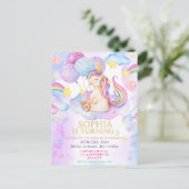 Magische Eenhoorn Verjaardag Uitnodiging Rainbow (Staand voorkant)