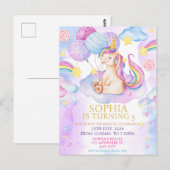 Magische Eenhoorn Verjaardag Uitnodiging Rainbow (Voorkant / Achterkant)