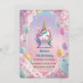 Magische Eenhoorn Verjaardag Uitnodiging – Regenbo (Voorkant / Achterkant)