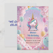 Magische Eenhoorn Verjaardag Uitnodiging – Regenbo (Voorkant / Achterkant)