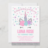 Magische Eenhoorn Verjaardag Uitnodiging Roze & Zi (Voorkant)