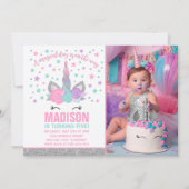 Magische Eenhoorn Verjaardag Uitnodiging Roze & Zi (Voorkant)