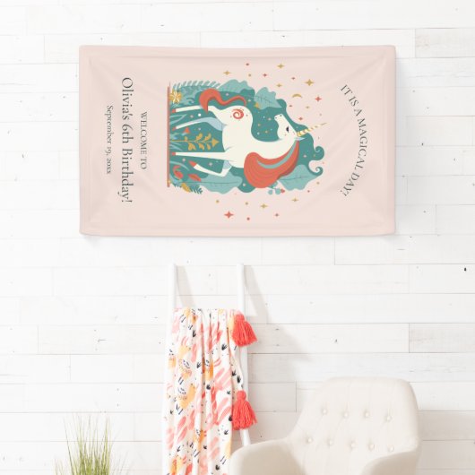 Magische Eenhoorn Verjaardag Welkom Spandoek (Insitu)
