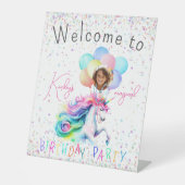 Magische Eenhoorn Verjaardag Welkomstbord Reclamebord Met Voetstuk (Voorkant)