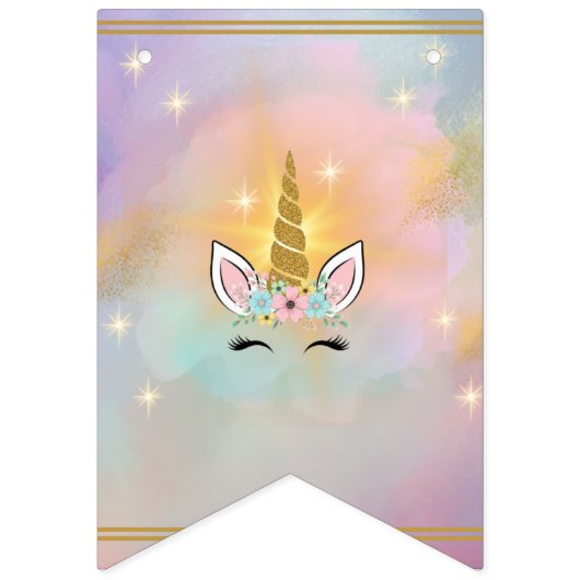 Magische Eenhoorn Verjaardagsfeest Bunting Banner (Eerste vlag)