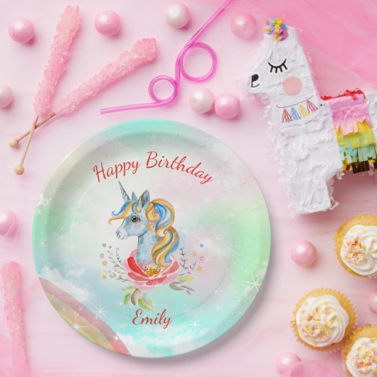 Magische Eenhoorn Verjaardagsfeest Papier Bord (Feest)