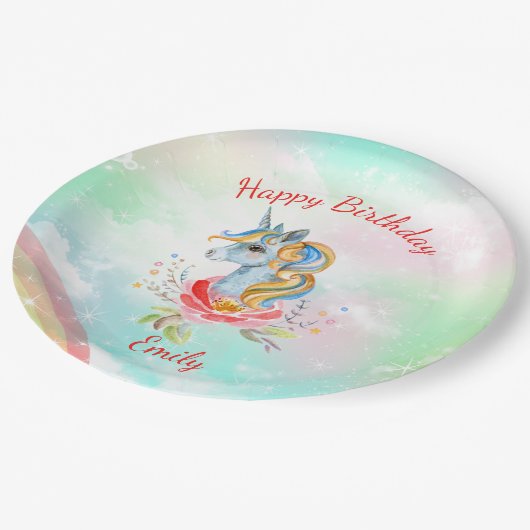 Magische Eenhoorn Verjaardagsfeest Papier Bord (Gekanteld)