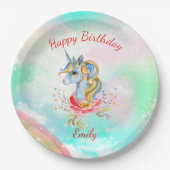 Magische Eenhoorn Verjaardagsfeest Papier Bord (Voorkant)