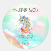 Magische Eenhoorn Verjaardagsfeest Papier Bord Ronde Sticker (Voorkant)