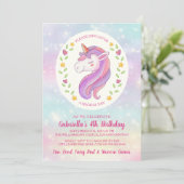 Magische Eenhoorn Verjaardagsfeest Uitnodiging (Staand voorkant)