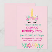 Magische Eenhoorn Verjaardagsfeest Uitnodiging (Voorkant / Achterkant)