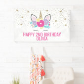 Magische Eenhoorn Verjaardagsfeestbanner Spandoek (Insitu)