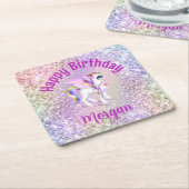 Magische Eenhoorn Verjaardagsfeestje Cupcakes Kartonnen Onderzetters (Schuin)