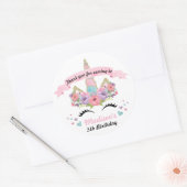 Magische eenhoorn verjaardagsfeestje dank u Sticke Ronde Sticker (Envelop)
