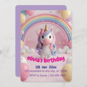 Magische Eenhoorn Verjaardagsfeestje Uitnodiging | (Voorkant / Achterkant)