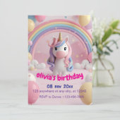 Magische Eenhoorn Verjaardagsfeestje Uitnodiging | (Staand voorkant)