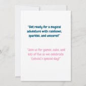 Magische Eenhoorn Verjaardagsfeestje Uitnodiging | (Achterkant)