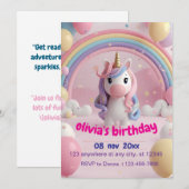 Magische Eenhoorn Verjaardagsfeestje Uitnodiging | (Voorkant / Achterkant)