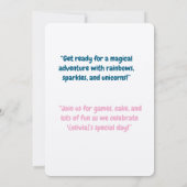 Magische Eenhoorn Verjaardagsfeestje Uitnodiging | (Achterkant)