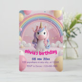 Magische Eenhoorn Verjaardagsfeestje Uitnodiging | (Staand voorkant)