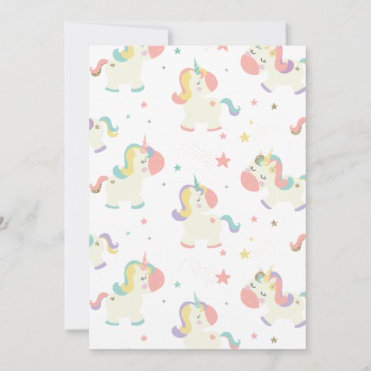 Magische Eenhoorn verjaardagsfeestje uitnodiging p (Achterkant)
