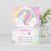 magische eenhoorn verjaardagsfeestuitnodiging kaart (Staand voorkant)