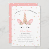 Magische eenhoorn verjaardagsfeestuitnodigingen kaart (Voorkant / Achterkant)