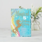 Magische eenhoorn verjaardagsfeestuitnodigingen kaart (Staand voorkant)
