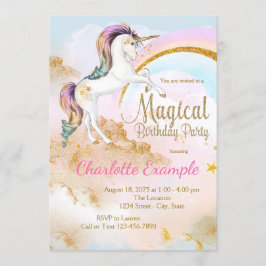 Magische eenhoorn verjaardagsfeestuitnodigingen kaart