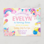 Magische Eenhoorn Verjaardagsmeisje Uitnodiging Ka (Voorkant)