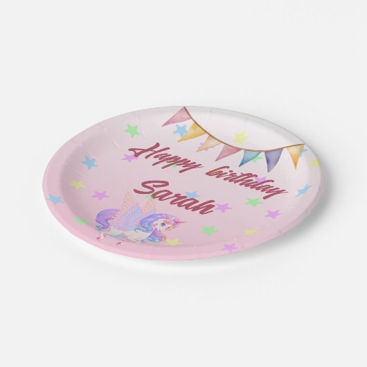 Magische Eenhoorn Verjaardagspapier Bord (Gekanteld)