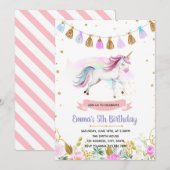 Magische eenhoorn verjaardagsuitnodiging kaart (Voorkant / Achterkant)