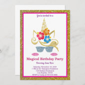 Magische Eenhoorn Verjaardagsuitnodiging Kaart (Voorkant / Achterkant)