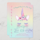 Magische Eenhoorn Verjaardagsuitnodiging Kaart (Voorkant / Achterkant)