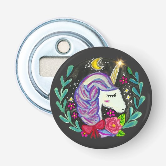Magische Eenhoorn Vibes  Button Flesopener (Voorkant)