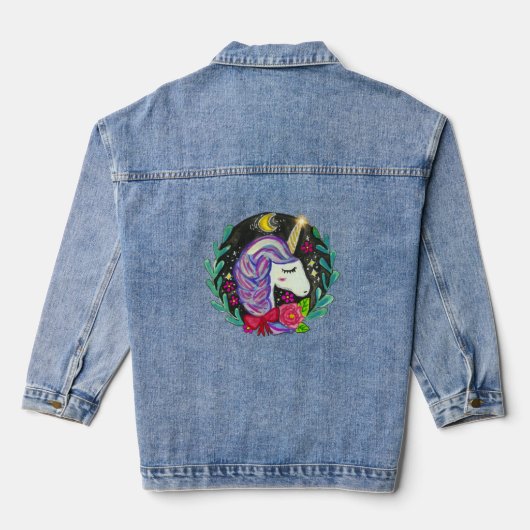 Magische Eenhoorn Vibes Denim Jacket (Achterkant)