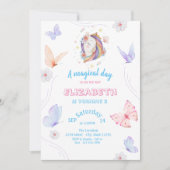 Magische eenhoorn vlinders gestreepte verjaardag kaart (Voorkant)