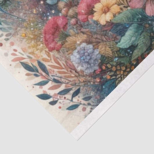 Magische Eenhoorn Waterverf Bloemenbos Decoupage Tissuepapier (Detail)