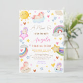 Magische Eenhoorn Waterverf Regenboog Verjaardagsf Kaart (Staand voorkant)