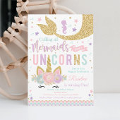 Magische Eenhoorn Zeemeermin Verjaardag Uitnodigin Kaart