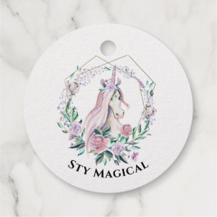 Magische eenhoornbloemen met een deuk bedankjes labels